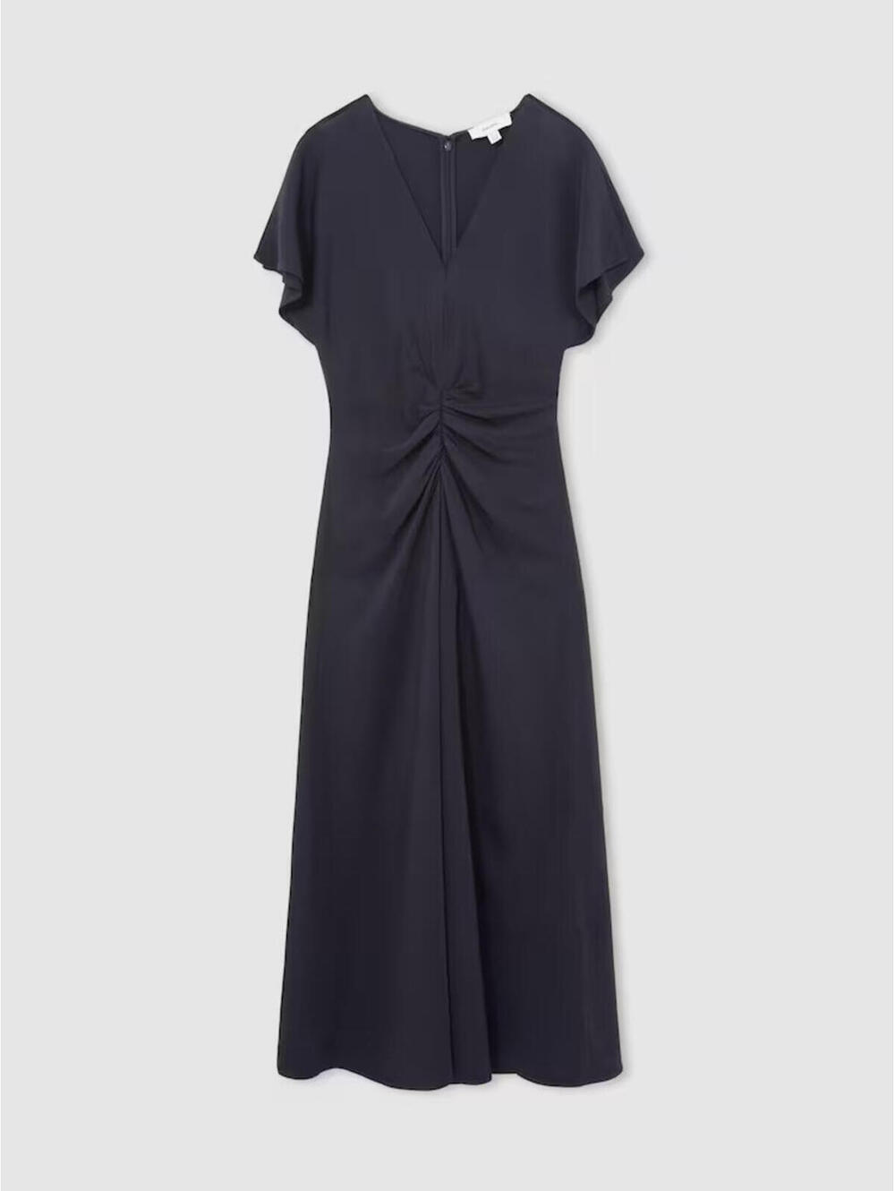 NEW,  Reiss Rowe Ruched-Front Midi Dress in Navy Sz 8 #LD0269